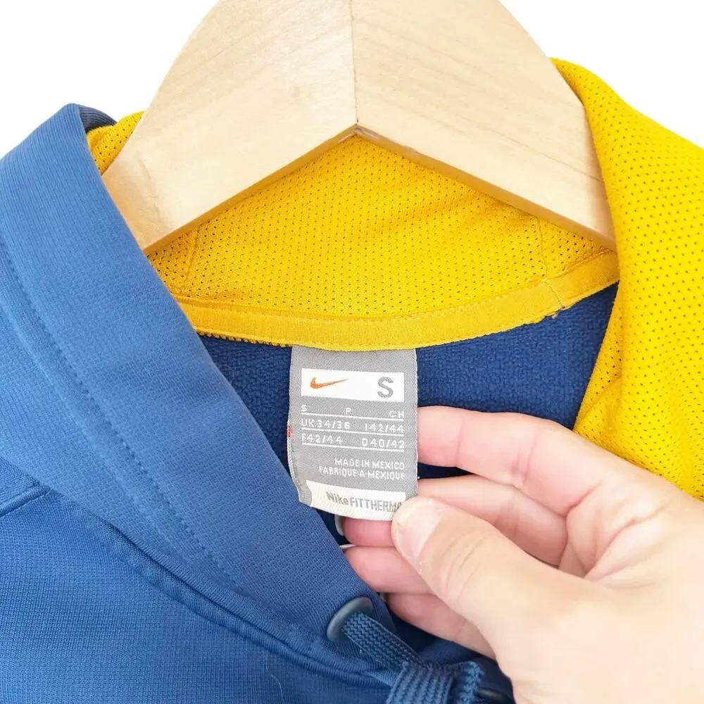 Nike Fit Therma Blue Yellow Hoodie Sz S